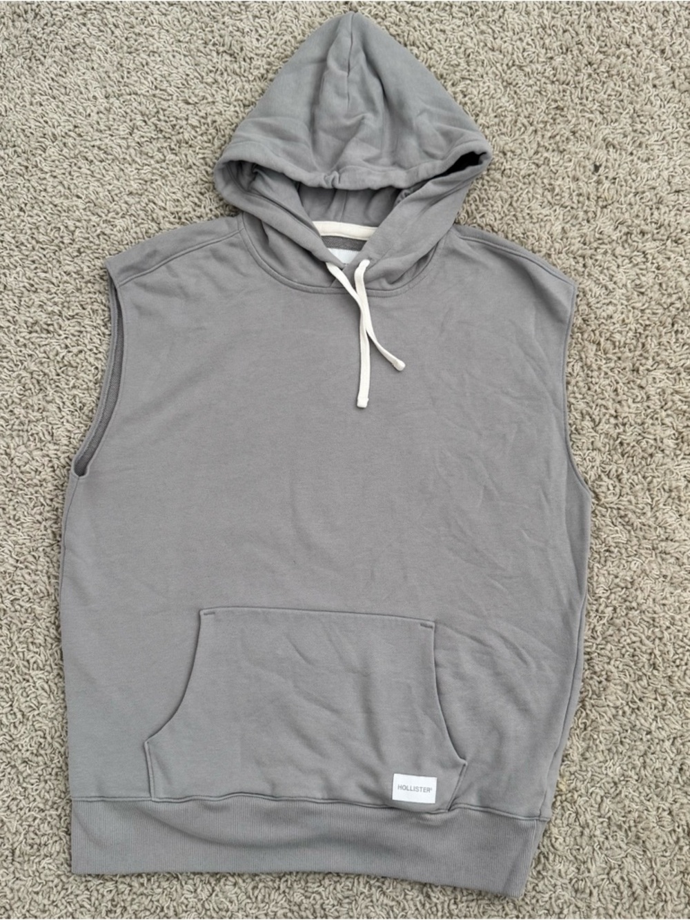 Hollister Men's Sleeveless Crewneck Hoodie - Light Gray